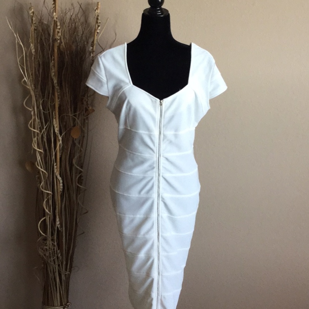 COPY - Off White Bodycon 2 in 1 midi dress size  L
